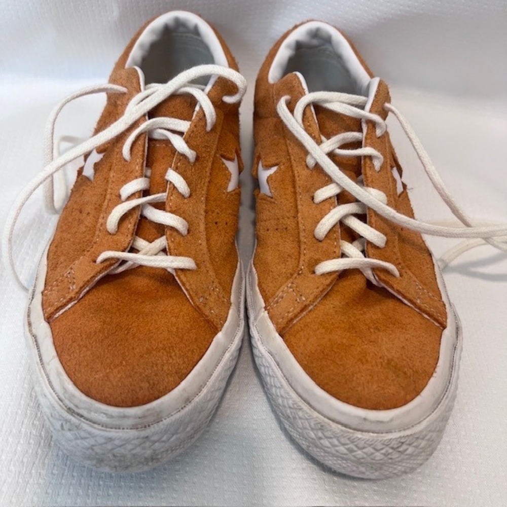 Converse One Star Ox Fuzzy Suede Skate Sneakers Orange Size 5.5 Kids/7.5 Women